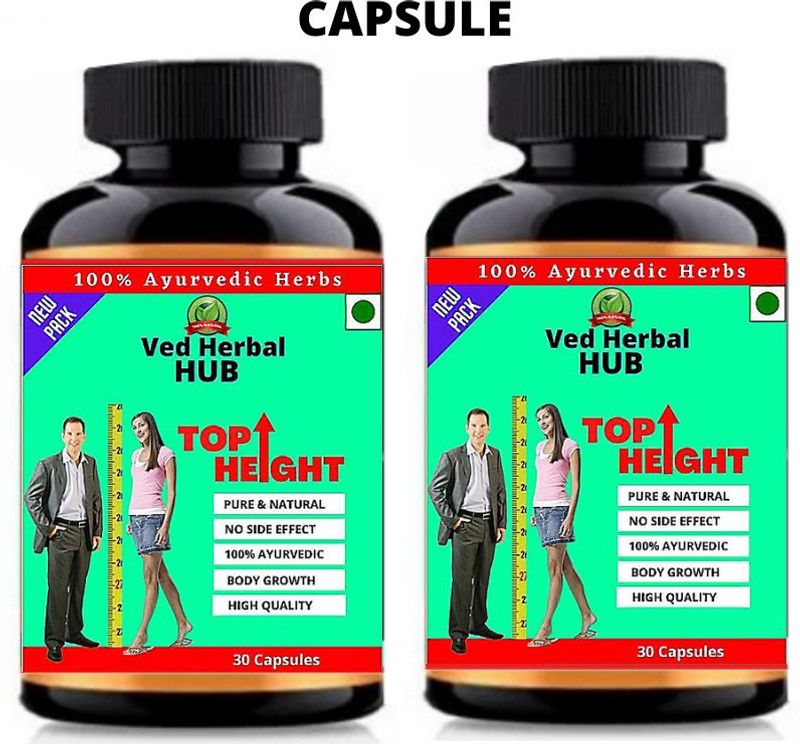 Ved Herbal HUB Top Height, Max Height, Height Grow, Increase Height Medicine, 60 Capsule (Pack 2)  (2 x 30 No)
