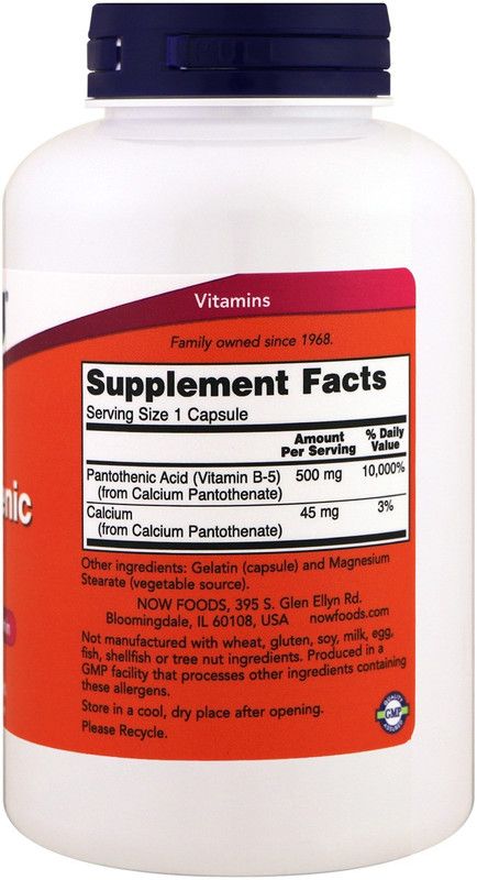 Now Foods Now Foods, Pantothenic Acid,  (500 mg)