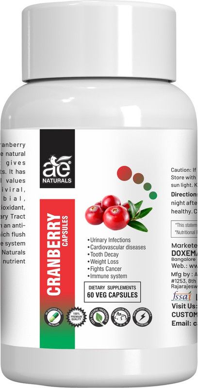 AE Naturals Cranberry Extract Capsules 60 Caps Helps to cure bladder infections  (60 No)