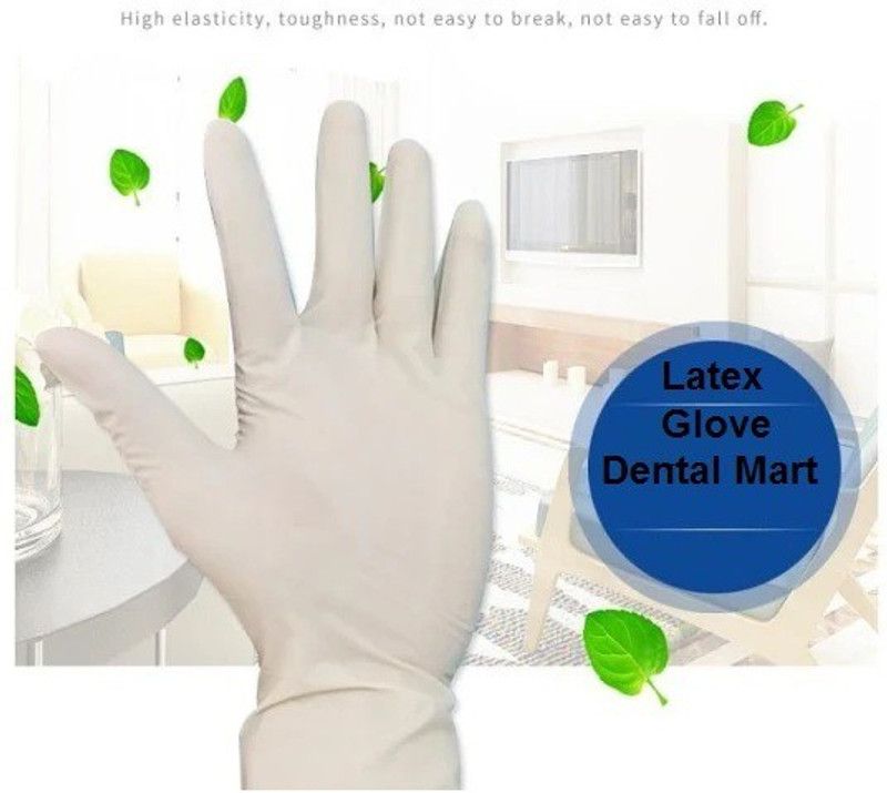 dental mart Latex Disposable Cleaning Gloves Lightly Powdered Examination Gloves Size Medium Latex Examination Gloves  (Pack of 55)