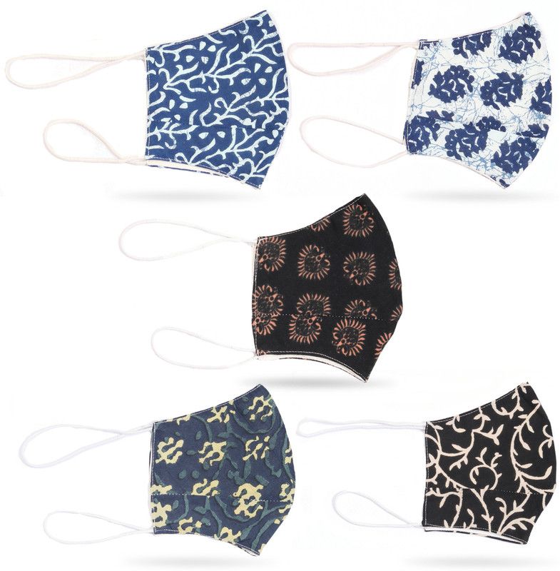 Soso 5Pcs Unisex Dust Cotton Cover Washable Reusable Cotton Fabric Mask Multidesigns. (Cotton mask) S60 Reusable Cloth Mask  (Multicolor, Free Size, Pack of 5)