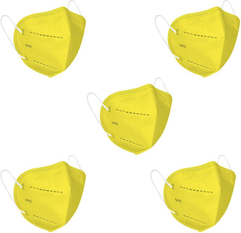HarKenza MASK-0111-N95-YELLOW-P05-1 Reusable, Washable  (Yellow, M, Pack of 5)