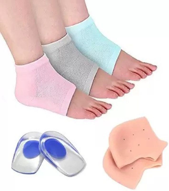 Classic deal 3in14u Silicone Gel Heel Pad Socks,GelProtector Insole Cups, Moisturizing Heel Support  (Multicolor)