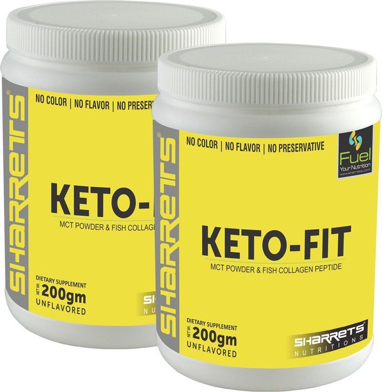 SHARRETS NUTRITIONS KETO FIT [ Blend of Fish Collagen Peptide and Medium Chain Tryglycerides] Nutrition Drink  (400 g, Unflavored Flavored)