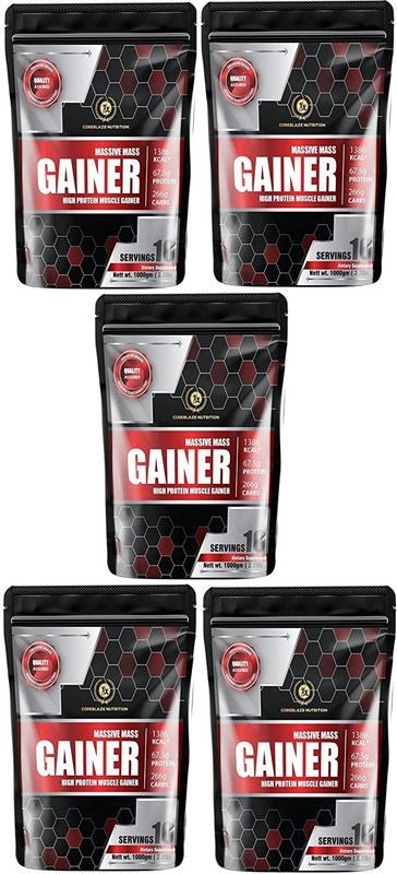 Coreblaze Nutrition MASSIVE MASS GAINER - 2.2 LBS - (5 KG) - CHOCOLATE FLAVOR - SOLID Weight Gainers/Mass Gainers  (5 kg, Chocholate)