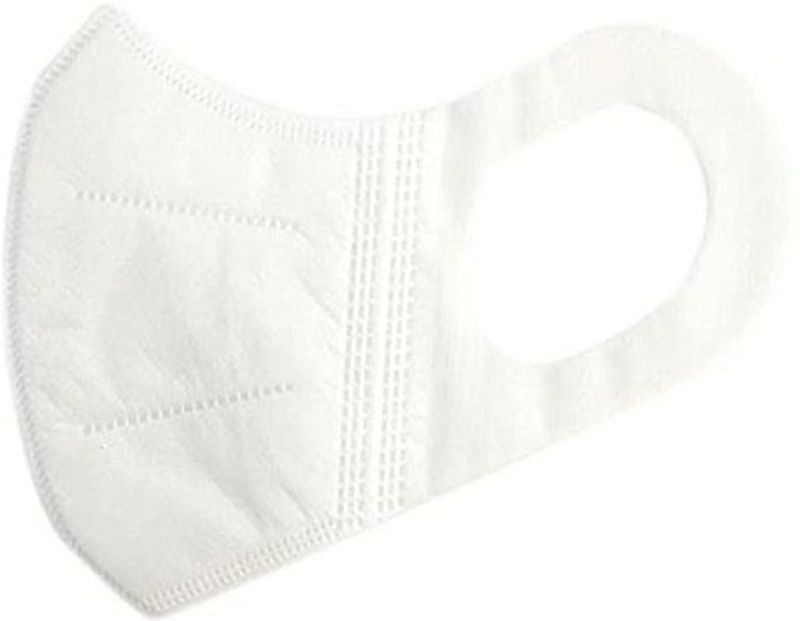 Maskwell Non-Woven 4 Layers Disposable 3D Face Masks (Pack of 50, White) Cloth Mask With Melt Blown Fabric Layer  (Free Size, Pack of 1, 2 Ply)