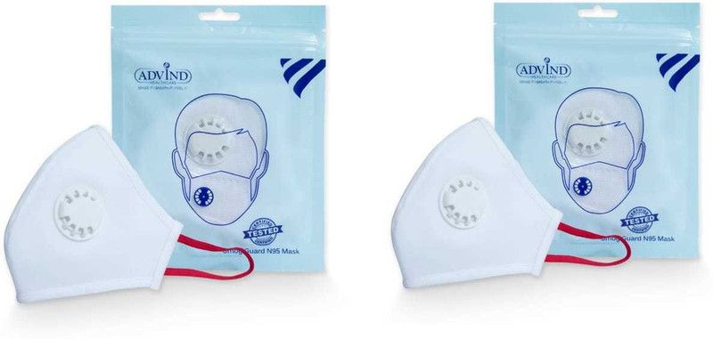 Advind Healthcare N95 face mask N95 Mask Water Resistant, Reusable, Washable  (White, Free Size, Pack of 2)