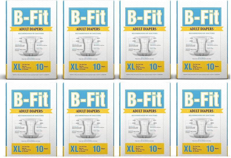 B-FIT Adult Diapers 10 Pcs/Pack, X-Large Adult Diapers - XL  (80 Pieces)