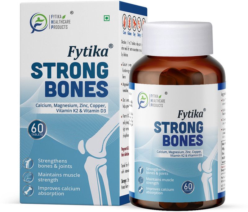 FYTIKA HEALTHCARE PRODUCTS Strong Bones | Calcium 1000mg + Vitamin D3 400IU with Zinc,Coper & Vitamin K2  (60 Tablets)