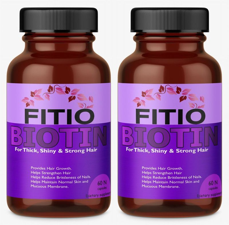 FITIO Biotin Maximum Strength for Hair Skin & Nails Growth (Pack Of 2) Premium  (2 x 60 No)