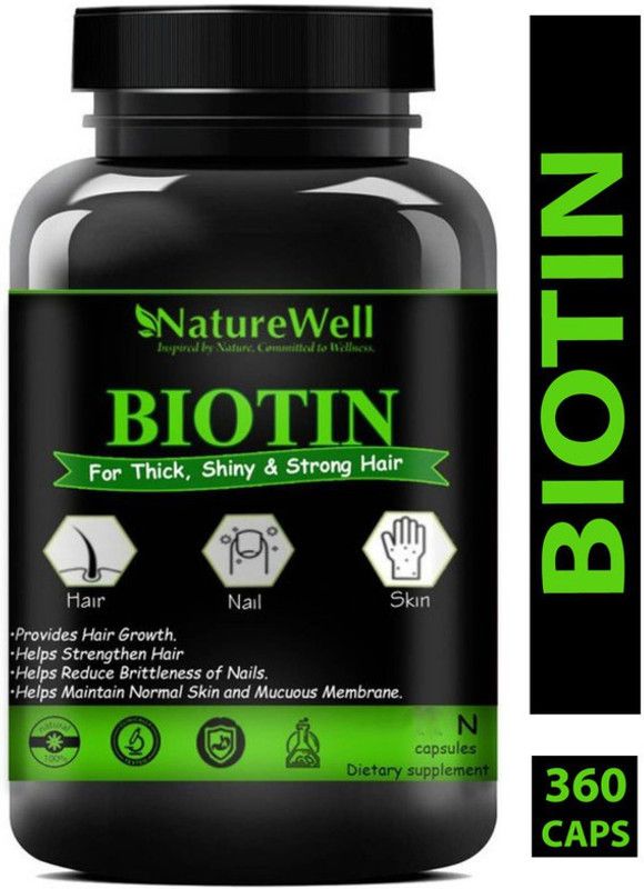 Naturewell Biotin Maximum Strength for Hair Skin & Nails-10000 mcg Premium (360N)  (360 No)
