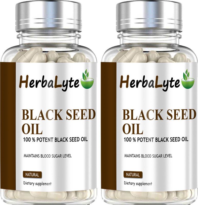 HERBALYTE Black Seed Oil, Extra Virgin Cold Pressed (G8) Ultra  (2 x 60 Capsules)