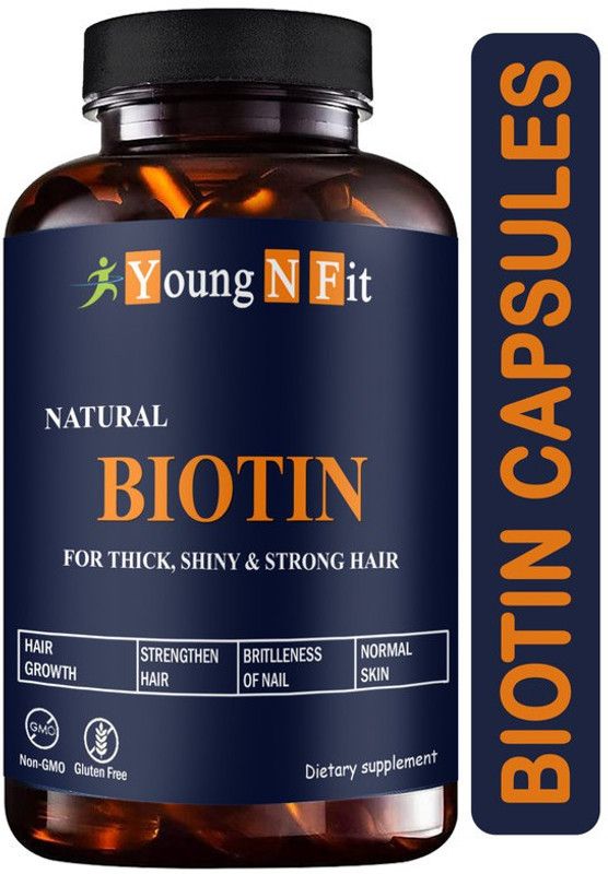 Young N Fit Biotin Maximum Strength for Hair Skin & Nails-10000 mcg Premium (YNF52)  (60 Capsules)