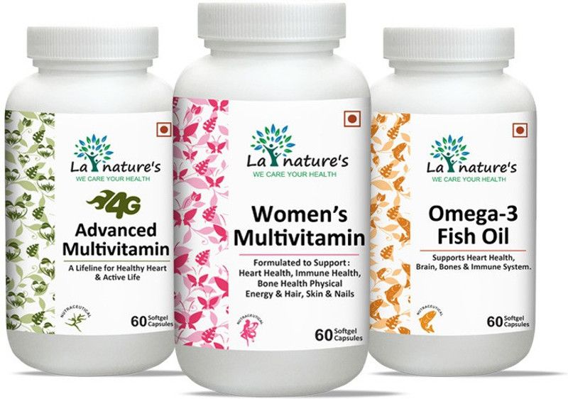 La Natures 4G Advanced Multivitamin +Women's Multivitamin + Omega 3 Capsule  (3 x 60 No)