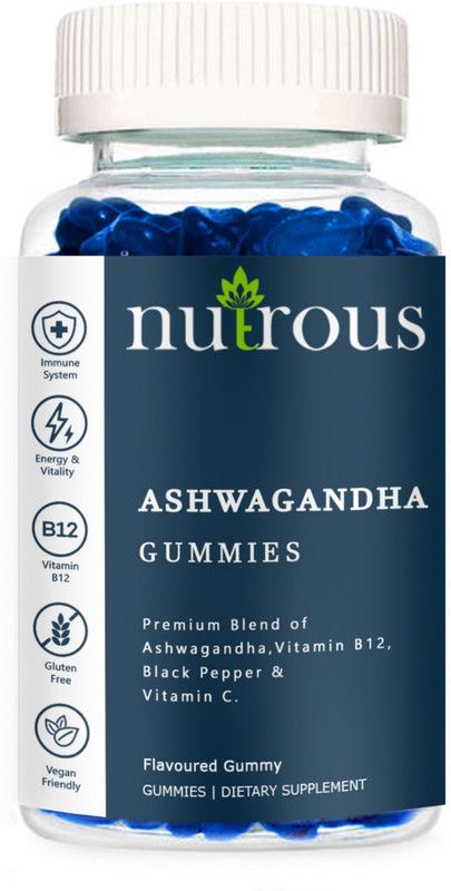 Nutrous Ashwagandha Gummies with Vitamin D for Relaxation & Focus (SD3)  (30 No)