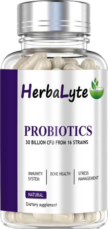 HERBALYTE Probiotic Supplement 30 Billion Cfu with 16 & Prebiotics Capsules Advanced  (30 Capsules)