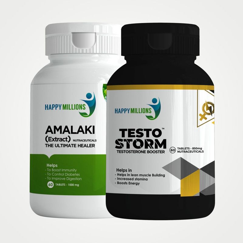 Happy Millions Amalaki extract and TestoStorm| Combo pack of 2 (60 + 60 Tablets)  (120 Tablets)