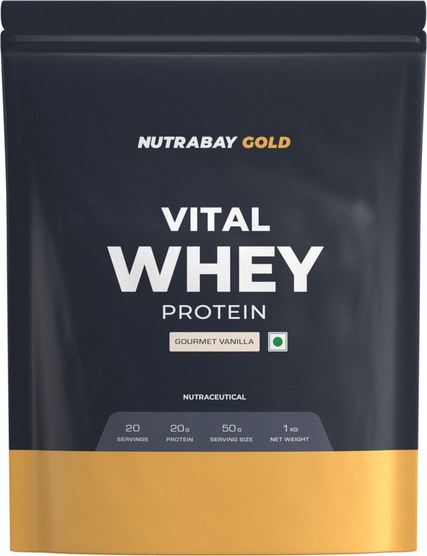Nutrabay Gold Vital Whey Protein for Beginners, 20.4g Protein- 1kg, Gourmet Vanilla Whey Protein  (1 kg, Gourmet Vanilla)