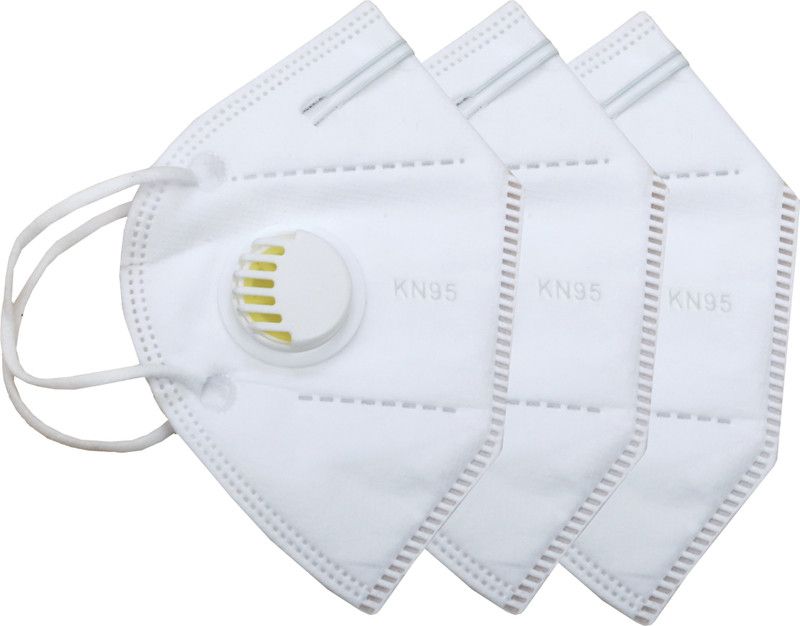 KIARVI GALLERY N95 P-3 Reusable Washable Air Filter Face Mask Anti Dust Anti Pollution Anti Bacterial Mask for Men & Women Kids N95 White P-3  (White, Free Size, Pack of 3)
