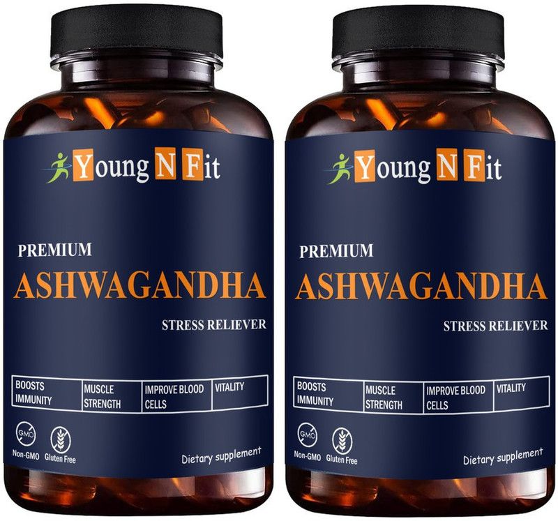 Young N Fit Raw Ashwagandha (Withania Somnifera)-Anxiety &(YNF97)Ultra  (2 x 60 Capsules)