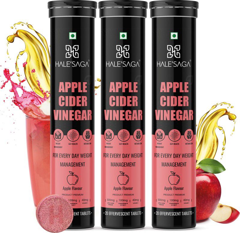Halesaga Apple Cider Vinegar Tablet for Weight Loss, Gut Health & Metabolism, Organic ACV  (3 x 20 Tablets)