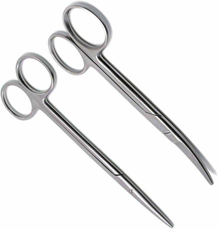 OTICA Metzenbaum Straight and Curved Scissor (6 Inch) Set of 2 Pieces Metzenbaum Scissors  (Blunt/Sharp Blades)