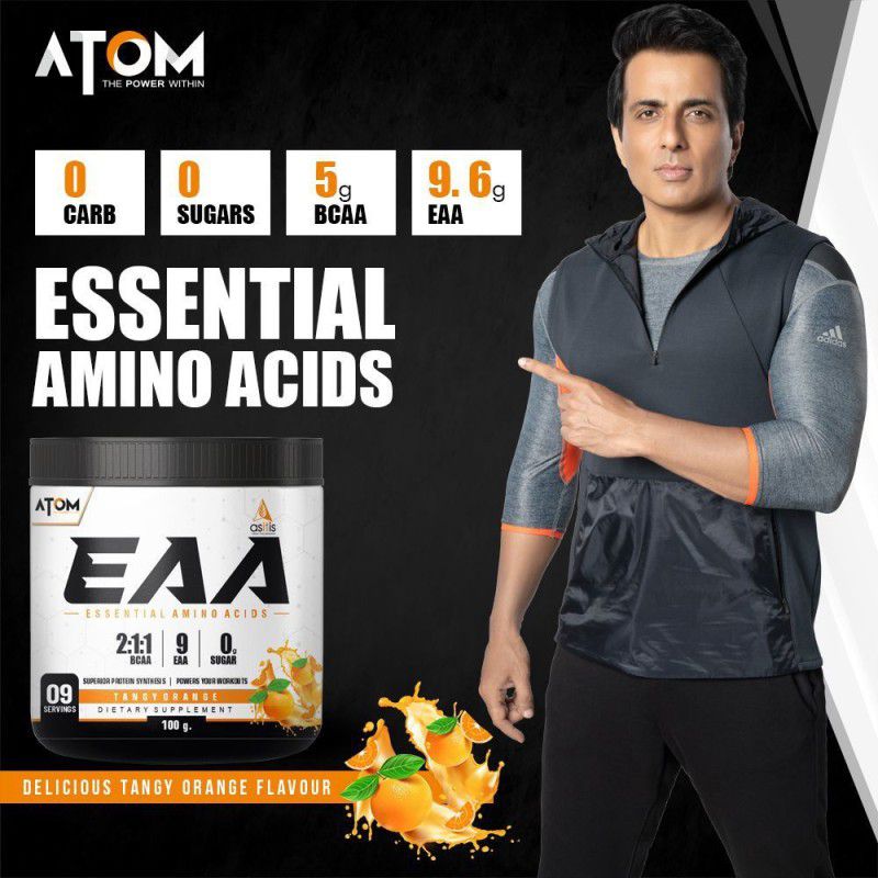 AS-IT-IS Nutrition ATOM EAA (Essential Amino Acids) 100g | EAA (Essential Amino Acids)  (100, Tangy Orange)