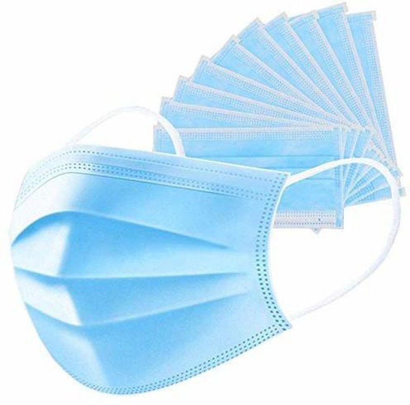 Desidiya 3-Ply Meltblown Disposable Surgical Face Mask With Nosepin (Pack of 50) CE and ISO Certified De-3plymask-50-BLUE Surgical Mask With Melt Blown Fabric Layer  (Blue, Free Size, Pack of 50, 3 Ply)