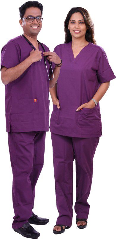 FRENCH TERRAIN FTSSPCB15-2P-PPL-L Shirt, Pant Hospital Scrub  (Purple L)