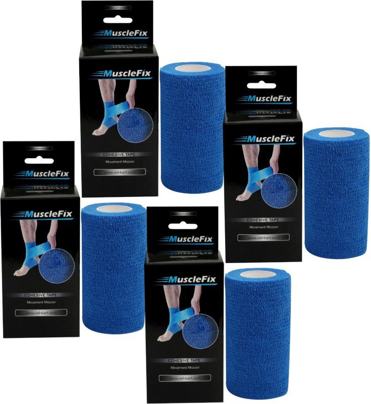 MuscleFix Cohesive Crepe Bandage, Elastic Self Adhesive Tape (10 cm X 4.5 m Pack of 4)Blue Crepe Bandage  (10 cm)