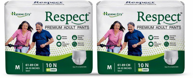 RESPECT Adult Diaper Pants Style for Unisex with Wetness Indicator (24-35 Inches) Adult Diapers - M  (20 Pieces)