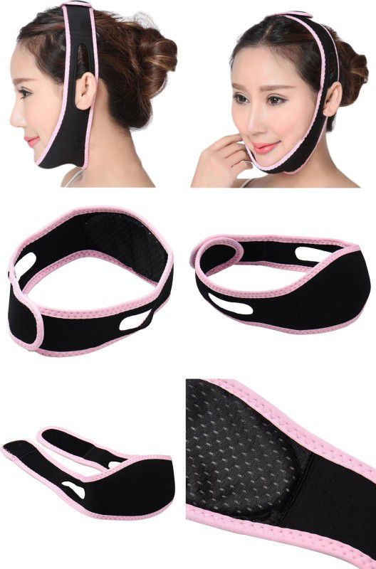Ritzkart Women Face Massager Anti Wrinkle Half Face belt for Reduce Double Chin & Cheek Slimming Mask Lift V Face Line & Face Mask for Health BLACK Belt Strap Face Shaping Mask