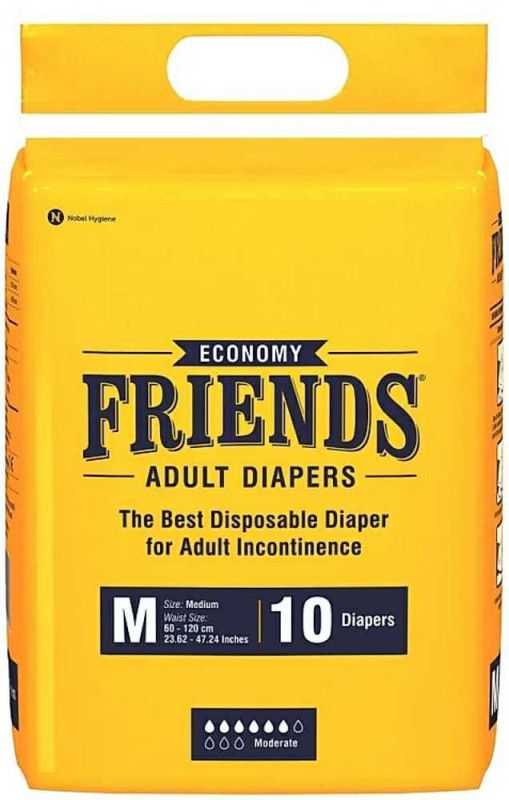 FRIENDS ECONOMY Unisex Adult Diaper MEDIUM-(10 PIECES) M-(10 PIECES) Adult Diapers - M  (10 Pieces)