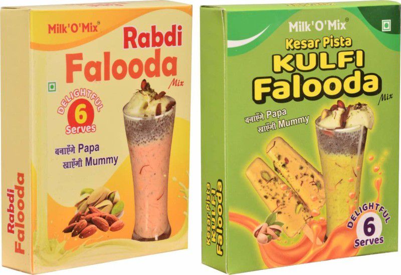 Milk'O'Mix Milkshake Powder Combo Rabdi Falooda / Kesar Pista Kulfi Falooda Milk Products for Childrens and Adults  (2 x 150 g)