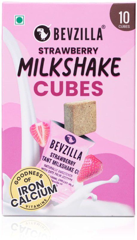 Bevzilla Strawberry Instant Milkshake 10 Cubes Pack with Organic Date Palm Jaggery  (0.1 kg)