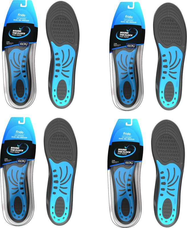 Frido Dual Gel Insoles, All Day Comfort & Support, (Men - sizes 8-13 UK) - Pack of 4