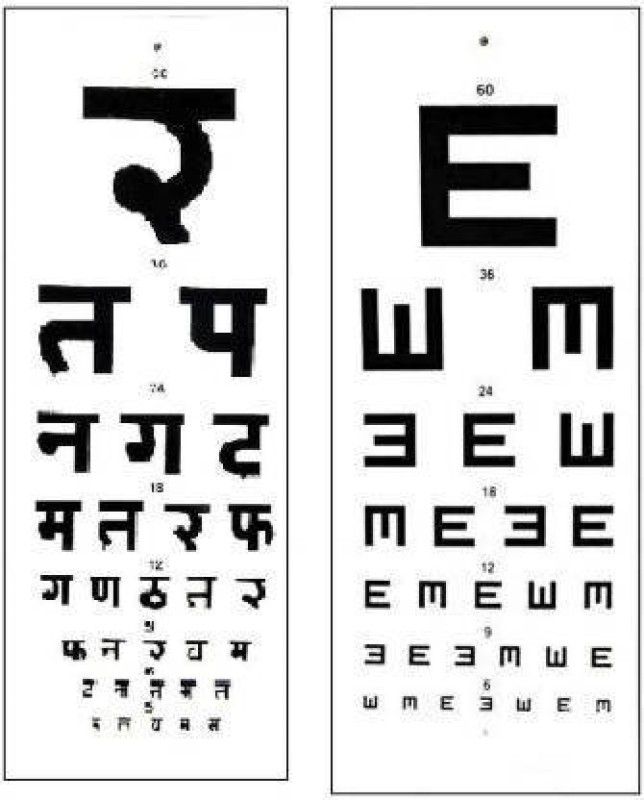 ECP eye testing "HINDI" And "E" Vision Test Chart  (Snellen)