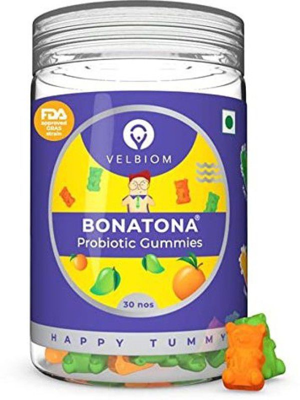 Velbiom Bonatona Probiotic Gummies|Effective Digestion, Easy Bowel Movement Kacha Mango, Orange Capsules  (30 No)