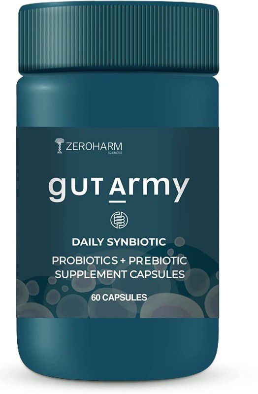 ZEROHARM Gut Health Probiotics Supplement for Men & Women -100 Billion CFU & 25 Strain Natural Capsules  (60 No)