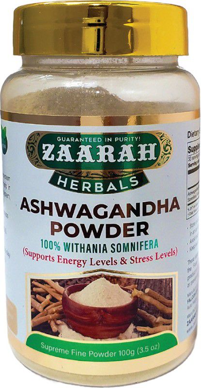 Zaarah Herbals Ayurvedic Ashwagandha Powder - 100gm - Rejuvenating Body