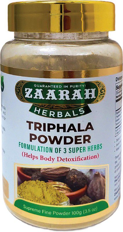 Zaarah Herbals Organic Triphala Powder - 100gm - Provide balance to health
