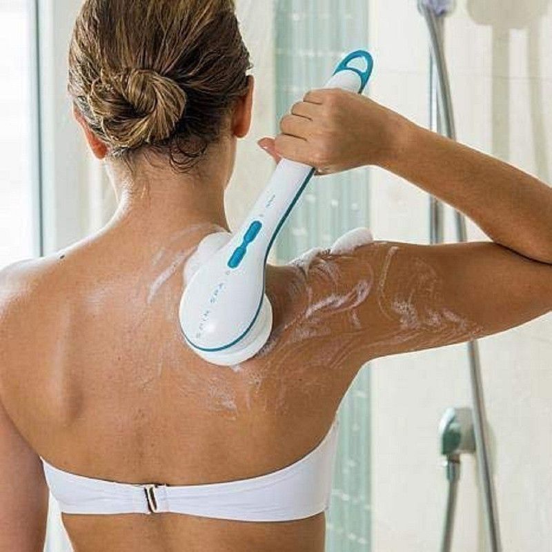 Trench 5 in 1 Electric Bath Spin Spa Massage Shower Cleaning Brush and Body Massager Spanning Spa Brush Spin Spa Facial Brush Exfoliator Cleaning Brush Massager  (White)