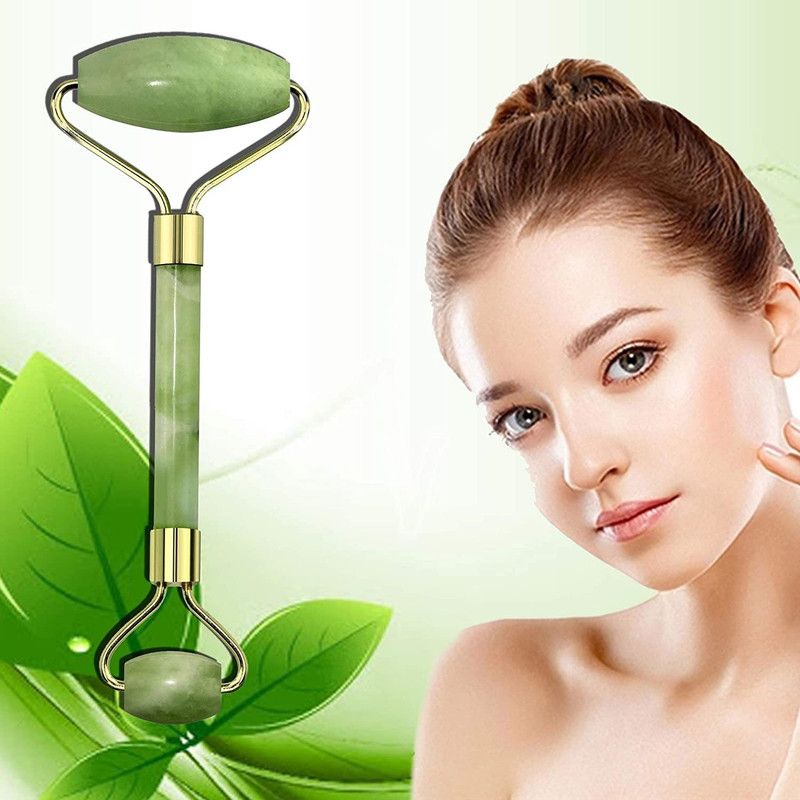 yatin enterprise HKPQA326 Smooth Facial Roller & Massager Natural Massage Jade Stone Massager  (Green)