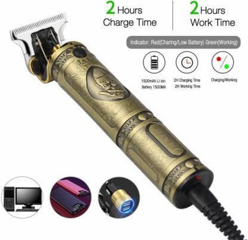 TECHMAZE Professional golden T99 Rechargeable Cordless Electric Blade Beard Trimmer Trimmer 120 min Runtime 4 Length Settings  (Gold)