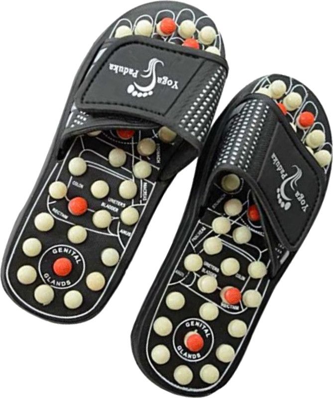 jasvi X237Q Best Quality (Size-05) Acupressure Yoga Slippers For Men & Women Massager  (Black)