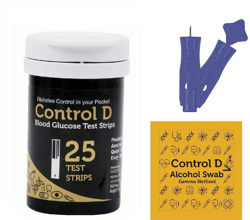 Control D 25 Test Strips, Alcohol Swabs & Glucometer Lancets  (25)