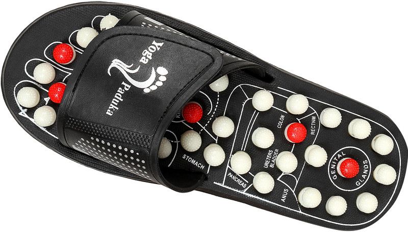 jasvi X35Q (Size-05) Acupressure Massage Slipper | Leg Foot Massager | Yoga Paduka Slipper | Comfortable Massager  (Black)