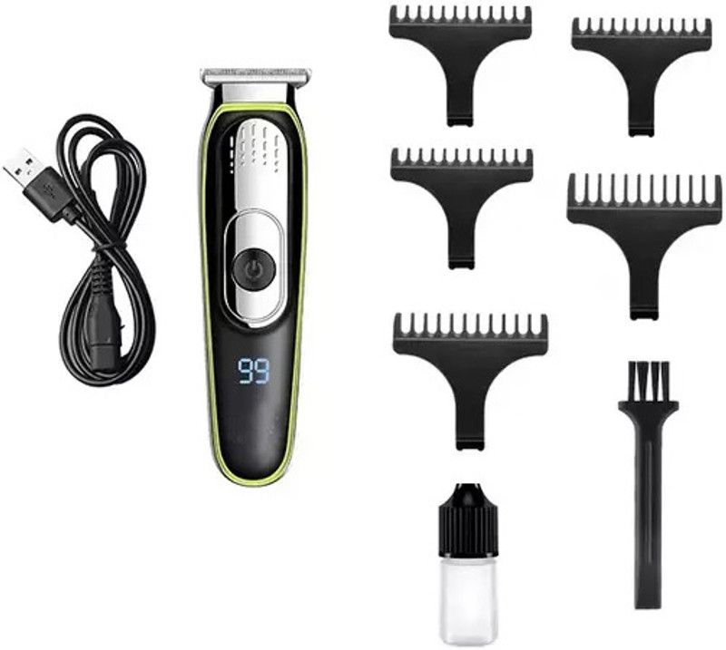 PSK Professional Hair Trimmer T-Blade 3000 mAh with Digital Display Trimmer 180 min Runtime 5 Length Settings  (Multicolor)