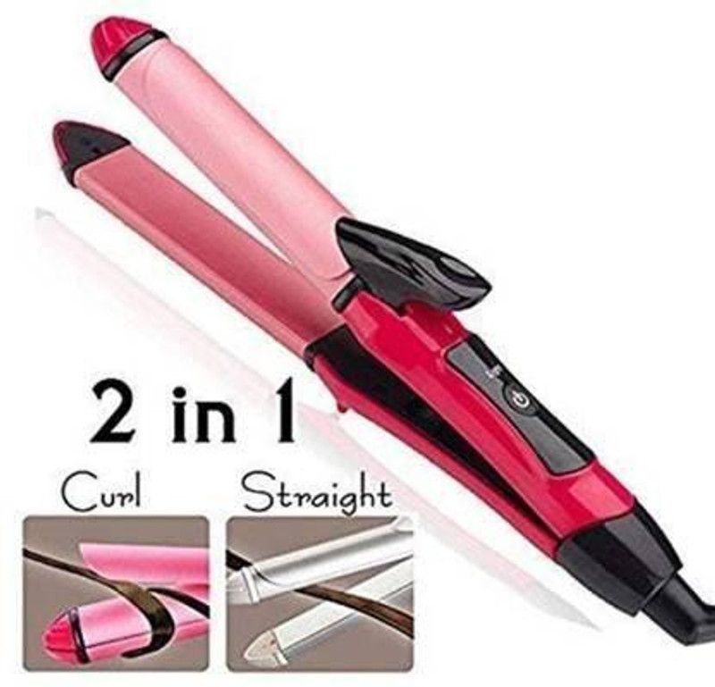 N H Enterprise Straightener.Plus.Curler Hair Straightener (Pink) BEST Straightener 2 In 1 Ceramic Plate Set Of Hair Straightener Pink Hair Straightener Hair Straightener Brush  (Pink)