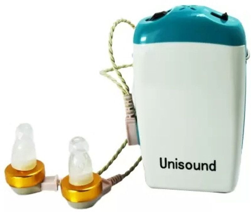 Unisound Both Ear Listening with V-Cord Ear machine Sound Amplifier Upto 50% Hearing Loss Ear Sound-172 Pocket Model Hearing Aid  (Light Blue & White)